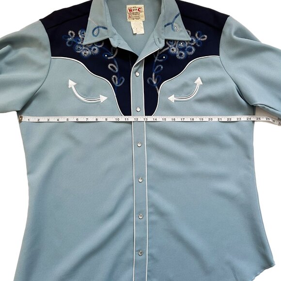 Vintage 70s H Bar C California Ranchwear Men’s Blue Button up Shirt - Picture 8 of 8